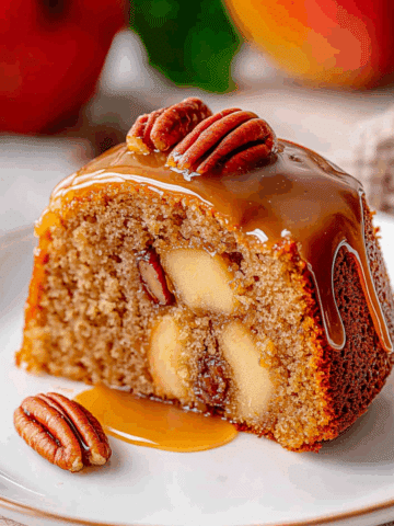 Apple Pecan Cake with Salted Caramel Glaze