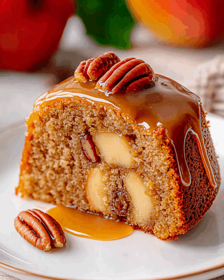 Apple Pecan Cake with Salted Caramel Glaze