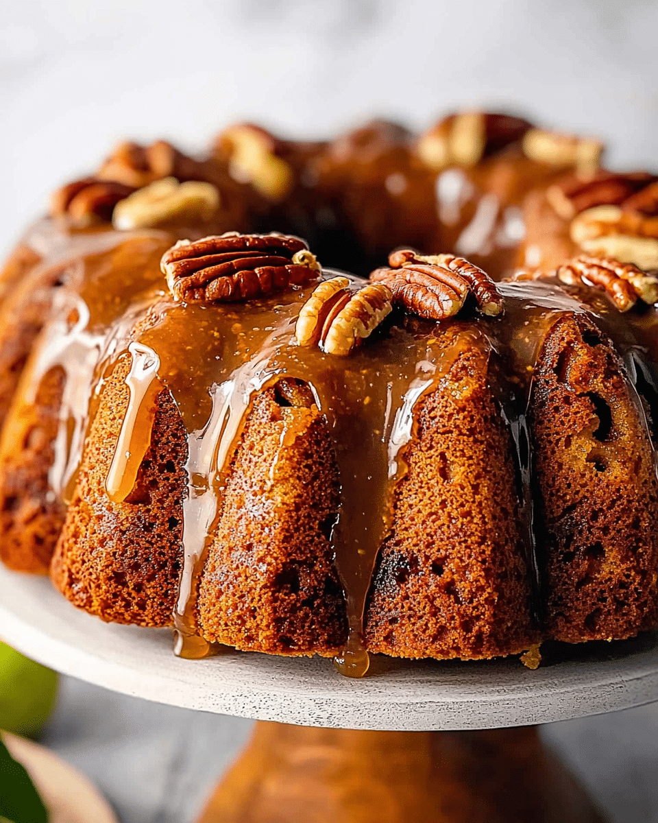 Apple Pecan Cake with Salted Caramel Glaze