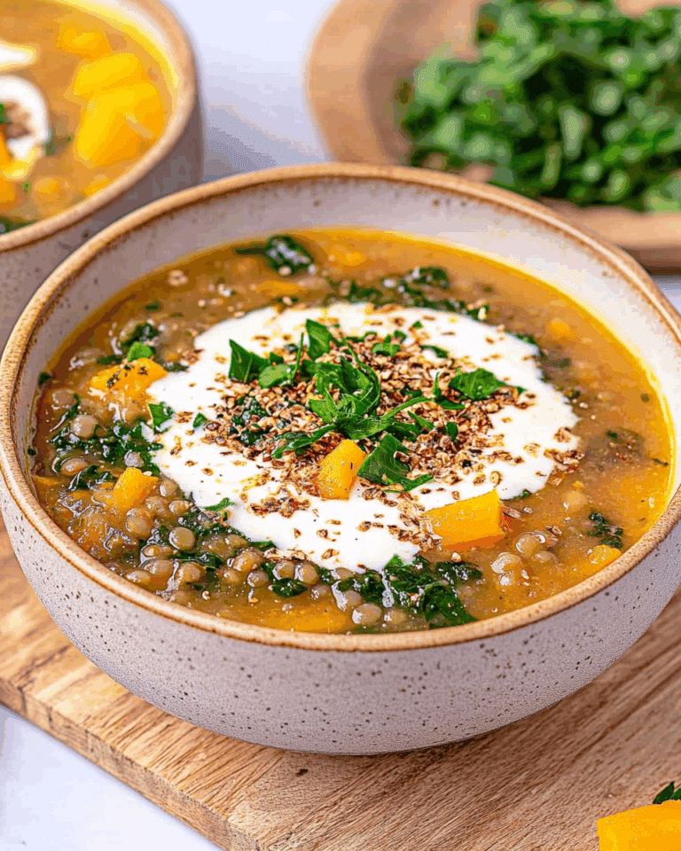 Butternut Squash with Green Lentil Soup