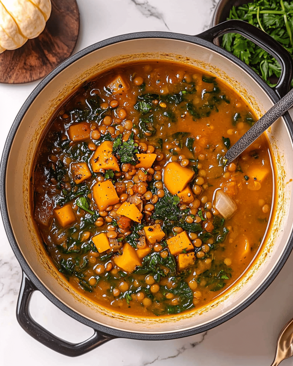 Butternut Squash with Green Lentil Soup