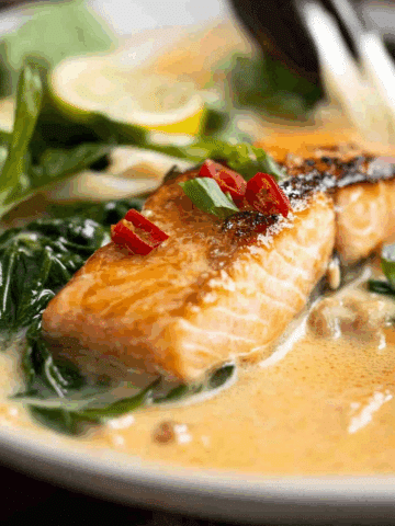 Poached Salmon in Coconut Lime Sauce