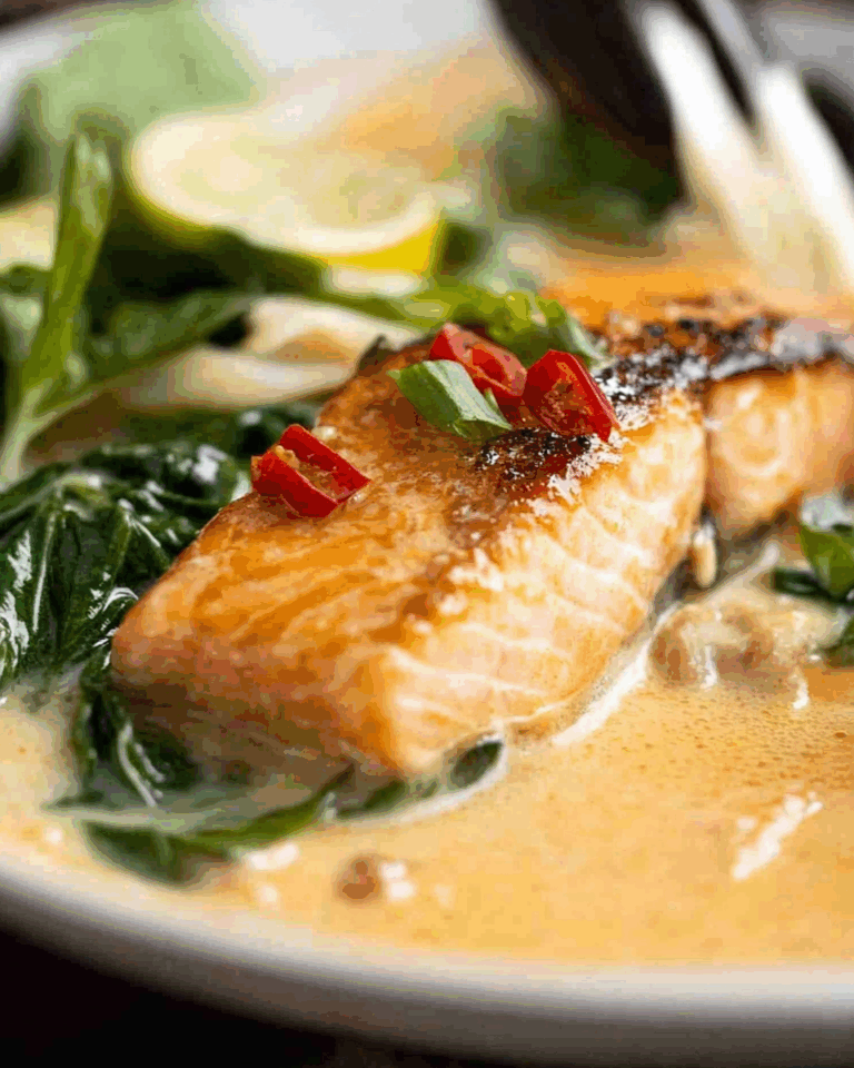 Poached Salmon in Coconut Lime Sauce