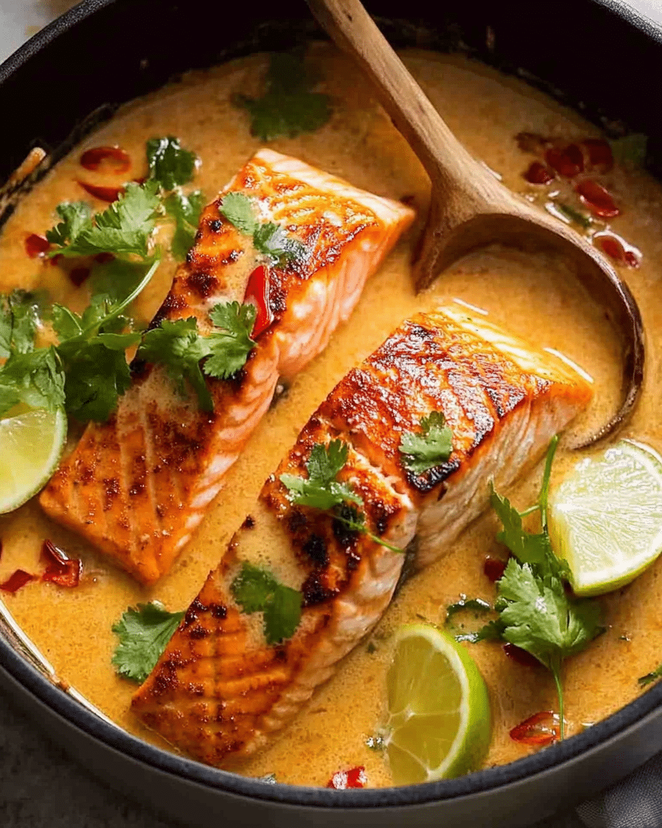 Poached Salmon in Coconut Lime Sauce