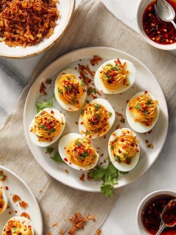 Spicy Deviled Eggs with Thai Chili Garlic Sauce Recipe