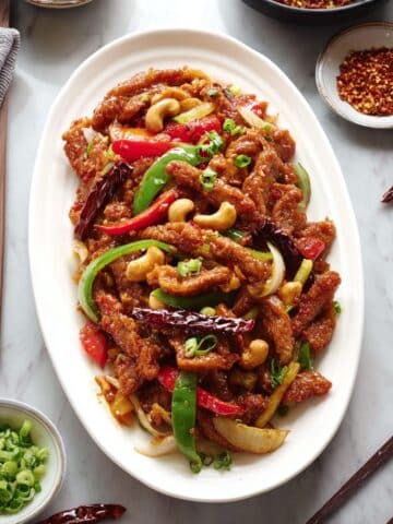 Spicy Crispy Dragon Chicken with Bell Peppers and Cashews Recipe