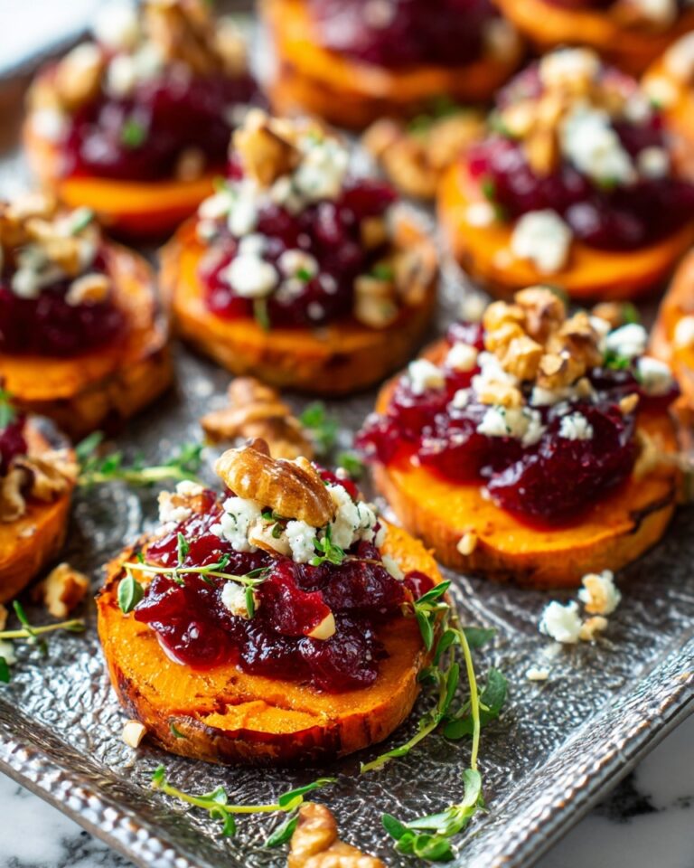 Festive Sweet Potato Rounds with Cranberry, Feta, and Toasted Hazelnuts Recipe