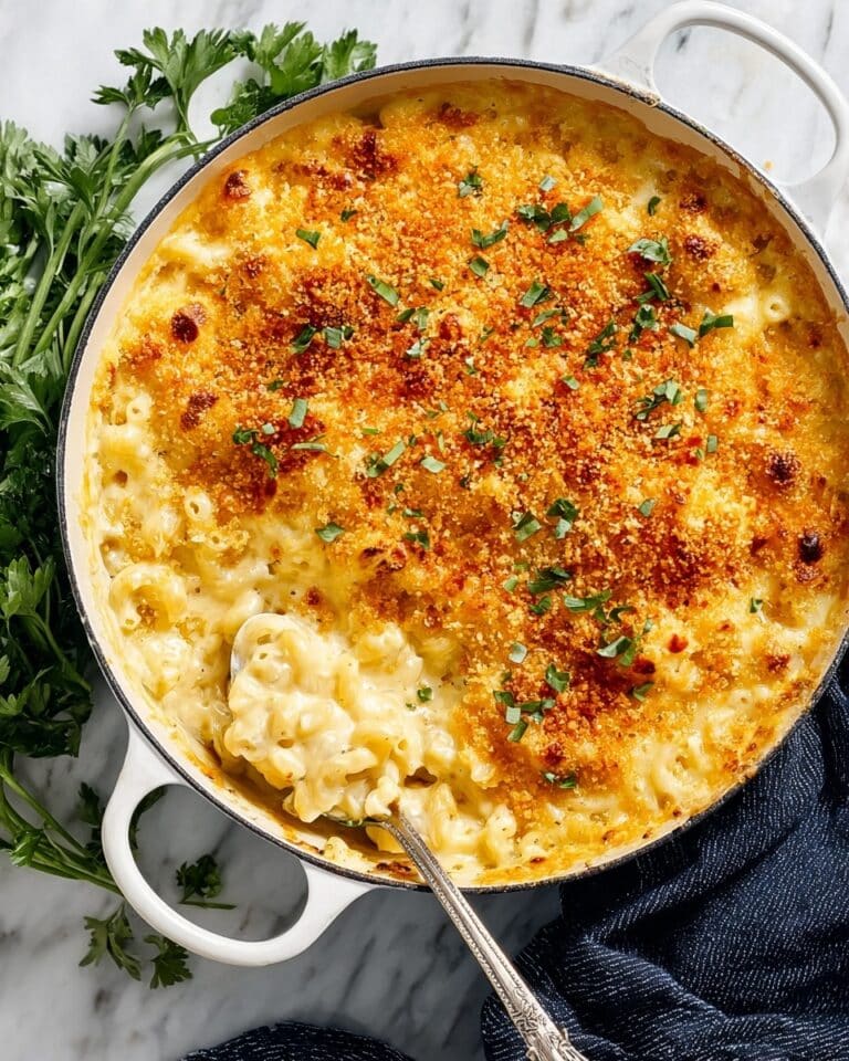 Classic Baked Macaroni and Cheese with Cheddar and Crispy Panko Topping Recipe
