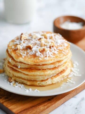 Light and Fluffy Coconut Pancakes with Coconut Syrup Recipe