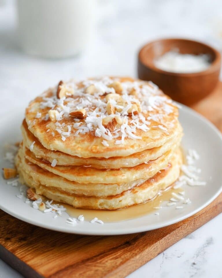 Light and Fluffy Coconut Pancakes with Coconut Syrup Recipe