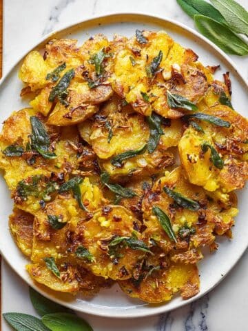 Crispy Smashed Potatoes with Garlic and Sage Brown Butter Recipe