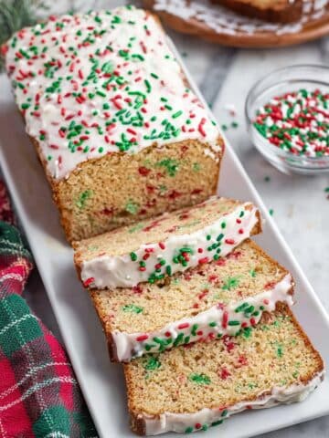 Christmas Bread with Red and Green Sprinkles and Vanilla Glaze Recipe