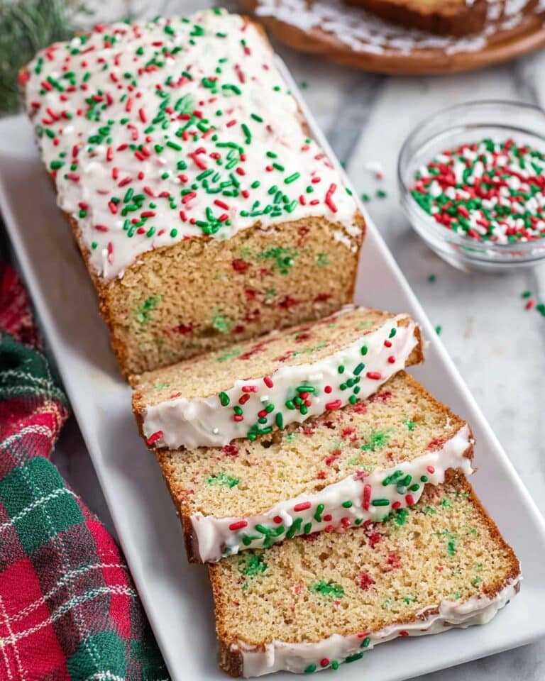 Christmas Bread with Red and Green Sprinkles and Vanilla Glaze Recipe