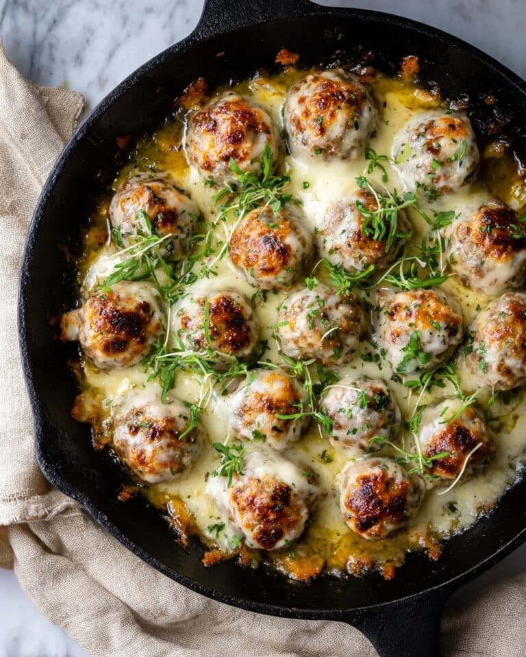 French Onion Chicken Meatballs Skillet Recipe