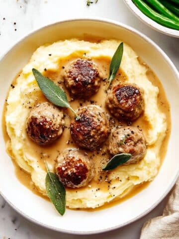 Turkey Meatballs with Herb-Infused Gravy Recipe