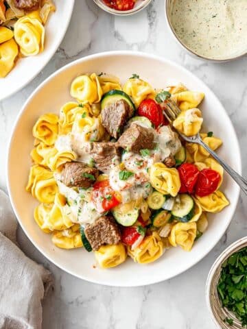 Garlic Parmesan Steak Tortellini Recipe