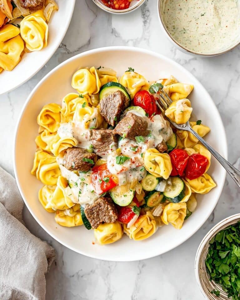 Garlic Parmesan Steak Tortellini Recipe