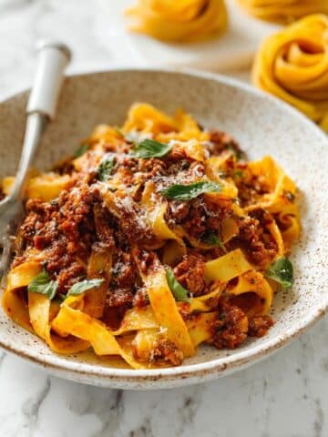 Pappardelle Bolognese with Pancetta and Rich Tomato Sauce Recipe