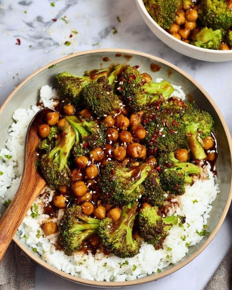 Garlic Broccoli Stir Fry with Chickpeas and Ginger Sauce Recipe