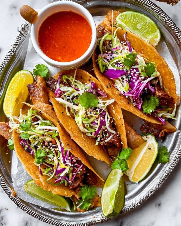 Chicken Wonton Tacos with Tangy Coleslaw and Crispy Wonton Shells Recipe