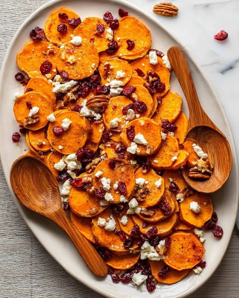 Roasted Sweet Potatoes with Goat Cheese, Cranberries, and Pecans Recipe
