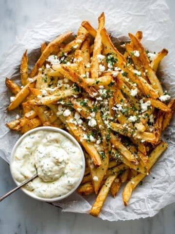 Greek Fries (Patates Tiganites) with Feta Dip Recipe