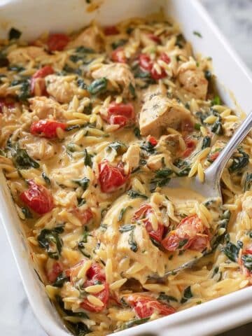 Creamy Tuscan Chicken Orzo Bake Recipe