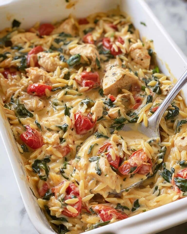 Creamy Tuscan Chicken Orzo Bake Recipe