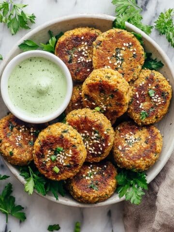 Crispy Vegan Quinoa Patties with Herb Dip Recipe
