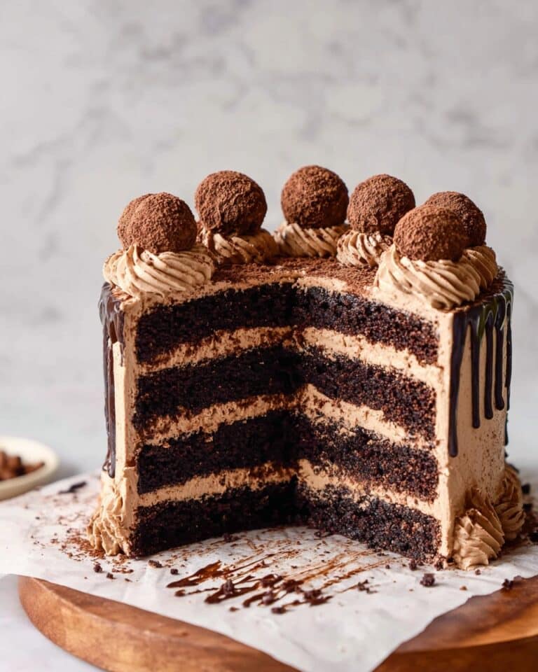 Chocolate Coffee Cake with Rich Coffee Buttercream and Chocolate Coffee Syrup Recipe
