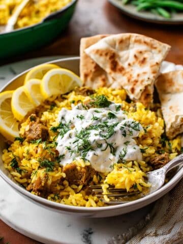 Dump-and-Bake Chicken Tzatziki and Rice Recipe