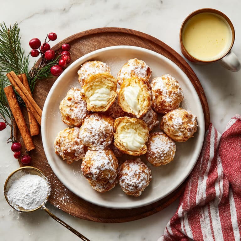 Eggnog Cream Puffs with Pastry Cream and Whipped Topping Recipe
