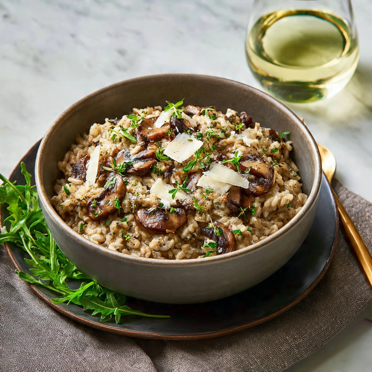 Creamy Mushroom Risotto with White Wine and Parmesan | Easy & Elegant