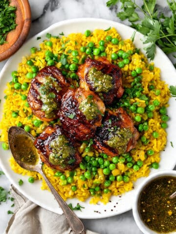 Peruvian Chicken and Rice with Green Sauce Recipe