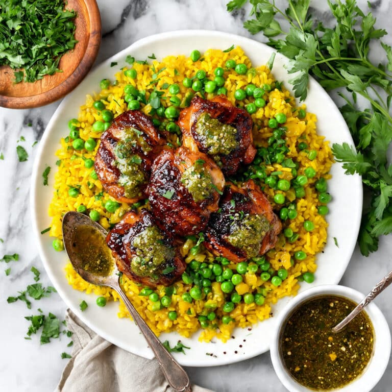 Peruvian Chicken and Rice with Green Sauce Recipe