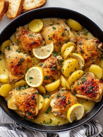 Chicken Vesuvio: Lemon-Garlic Wine-Braised Chicken with Potatoes Recipe