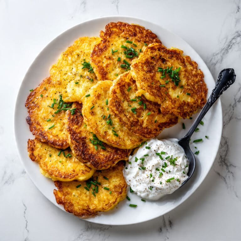 Crispy Potato Pancakes (Latkes) with Onions and Optional Toppings Recipe