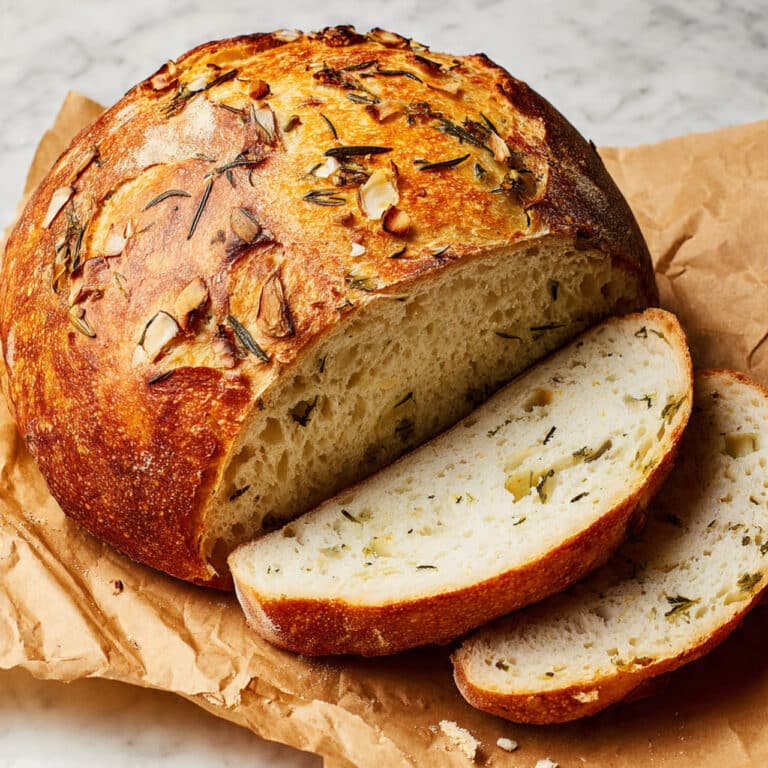 Garlic Herb No Knead Bread Recipe