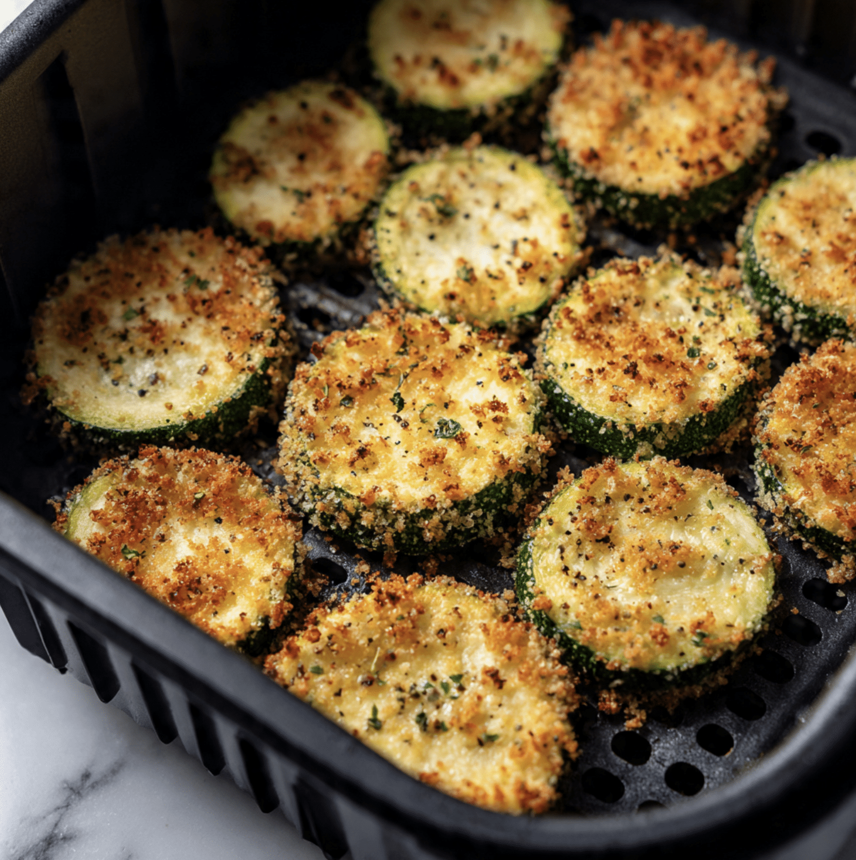 Air Fryer Parmesan Breadcrumb Zucchini Chips Recipe