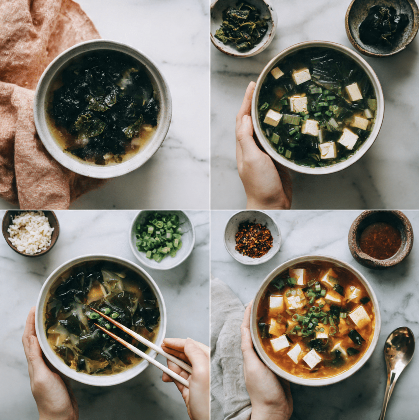 Traditional Miso Soup with Tofu and Wakame Recipe
