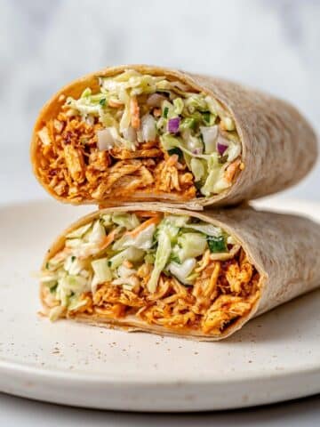 Buffalo Shredded Tofu Wrap with Creamy Ranch Slaw Recipe