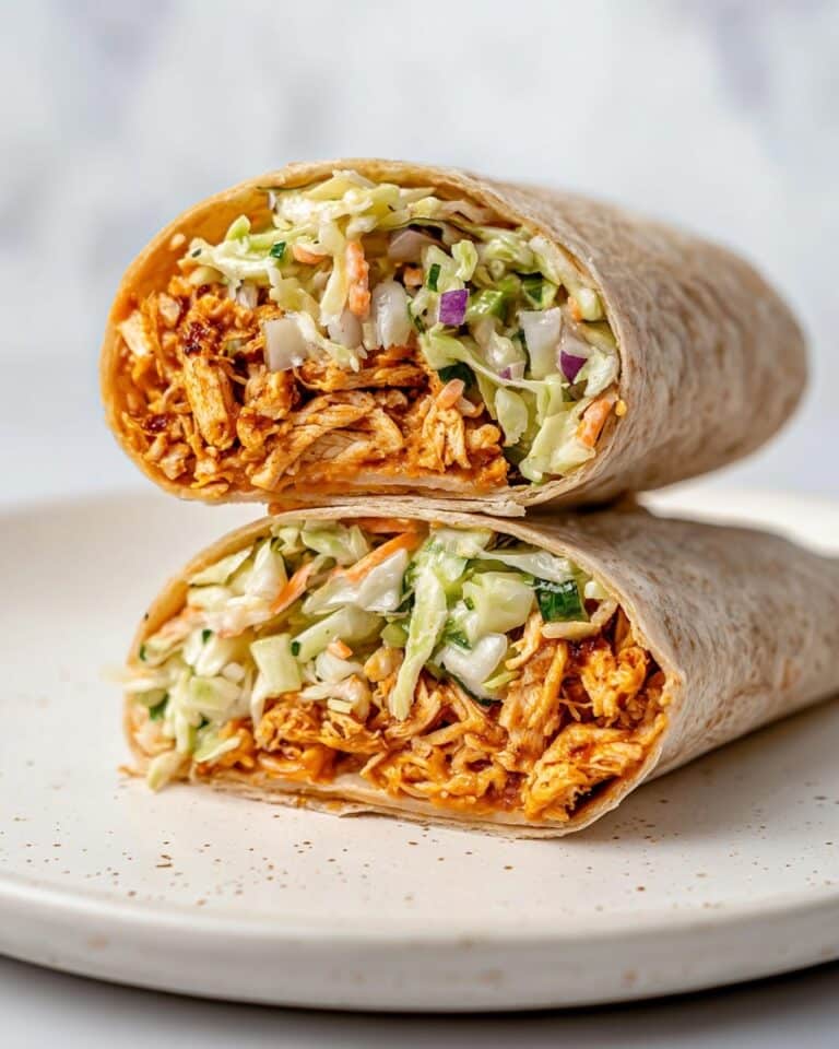 Buffalo Shredded Tofu Wrap with Creamy Ranch Slaw Recipe