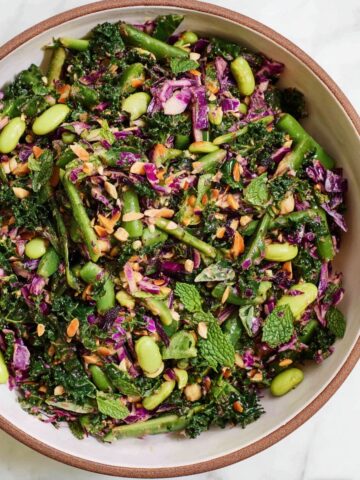 10-Minute High-Protein Miso Bowl with Kale, Cabbage, Edamame, and Miso Sauce Recipe