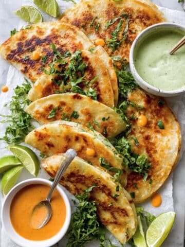 White Bean Buffalo Tacos with Cilantro Sauce Recipe
