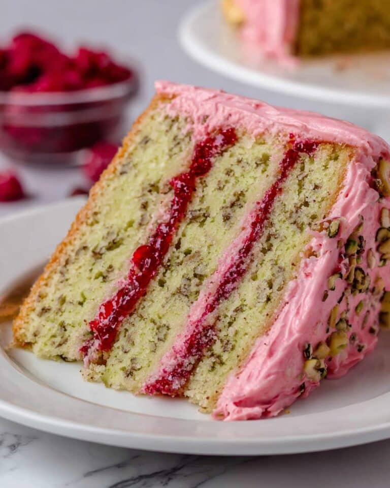 Raspberry Pistachio Layer Cake Recipe