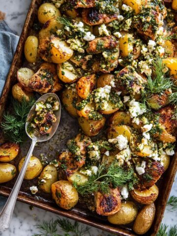 Sheet Pan Greek Garlic Butter Chicken and Potatoes Recipe