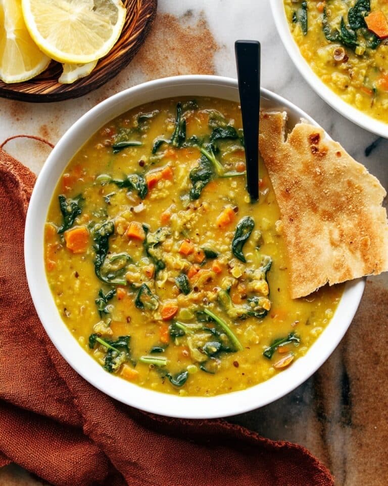 Smoky Red Lentil Soup with Spinach Recipe