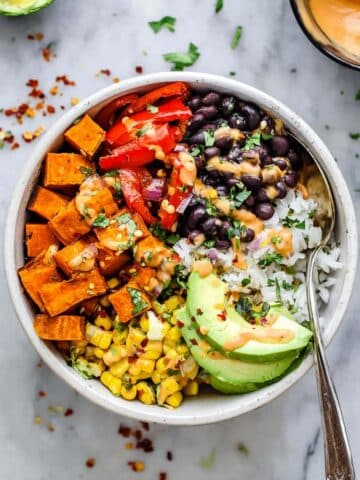 Vegan Sweet Potato Burrito Bowl Recipe