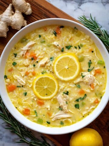 Lemon Ginger Turmeric Chicken and Rice Soup Recipe