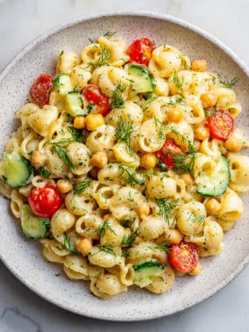Chickpea Pasta Salad with Creamy Lemon Tahini Dressing Recipe
